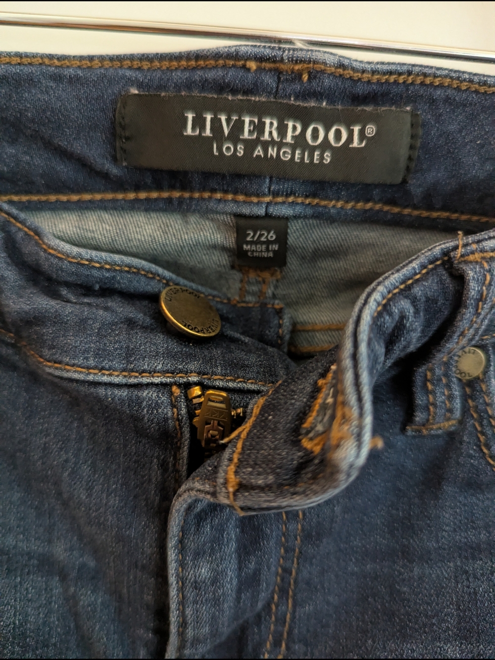 Liverpool Los Angeles indigo denim jeans with contrast stitching